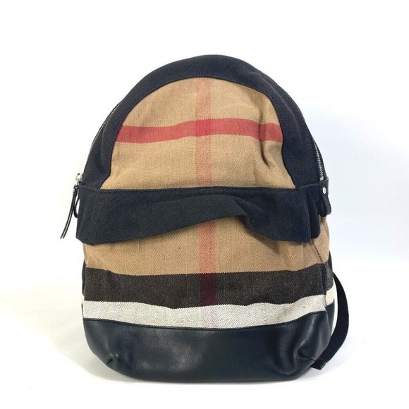 BURBERRY Backpack mega check pattern Bag Canvas/Leather Beige/Black - Picture 13 of 14